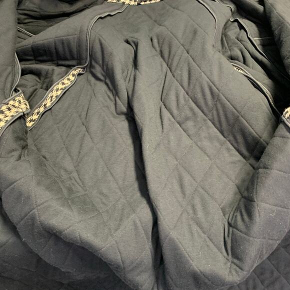 AQUASCUTUM Size XL Black Beige Wool Houndstooth Quilted Buttoned Jacket - Picture 6 of 8